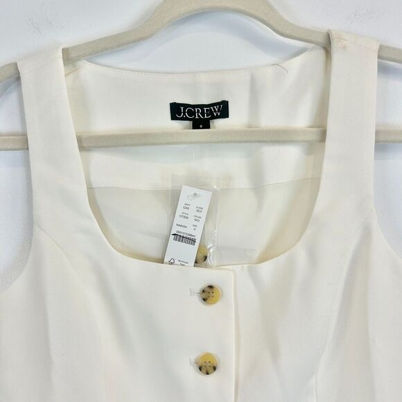 J Crew Vest Top Womens 0 Ivory Sleeveless Button-Fly Tank Blazer Stretch NWT - Picture 2 of 11